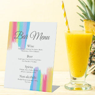 Rainbow Watercolor Chic LGBTQ Wedding Drinks Menü Sockelschild
