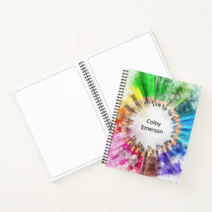 Rainbow Watercolor Circle of Color Pencils Notizbuch