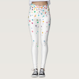 Rainbow Watercolor Confetti Dots Leggings