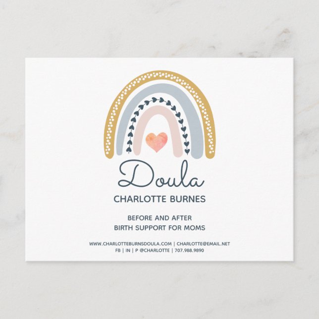 Rainbow Watercolor Doula Postkarte (Vorderseite)