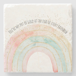 Rainbow Watercolor Du bist mein Pot of Gold Romant Steinuntersetzer