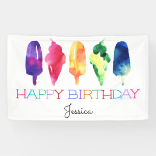 Rainbow Watercolor Eiscreme Ice Pop Stilvoll Banner