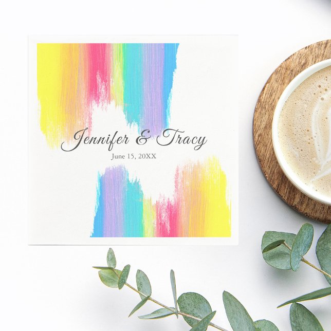 Rainbow Watercolor Elegant LGBTQ Wedding Napkins Serviette (Von Creator hochgeladen)