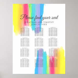 Rainbow Watercolor Elegantes Hochzeitsstift Poster
