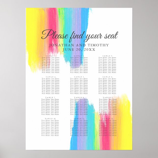 Rainbow Watercolor Elegantes Hochzeitsstift Poster (Vorne)
