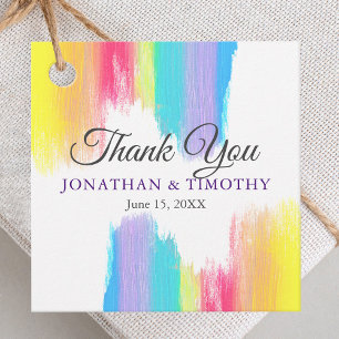 Rainbow Watercolor - farbenfrohe Hochzeit Vielen D Geschenkanhänger