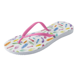 Rainbow Watercolor Federn Sommerflip Flops Flip Flops