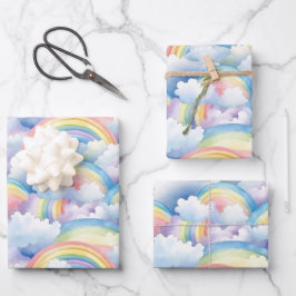 Rainbow Watercolor Geburtstag Geschenkpapier Set