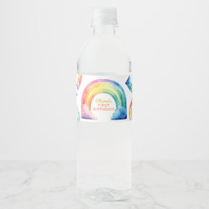 Rainbow Watercolor Girl Geburtstagsflasche Wasserflaschenetikett