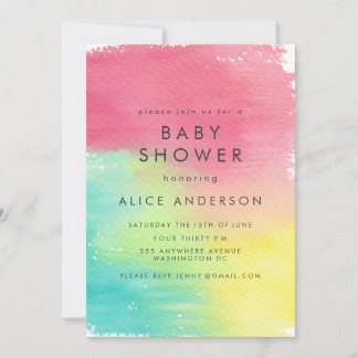 Rainbow Watercolor-Hintergrunddruckkarten Einladung