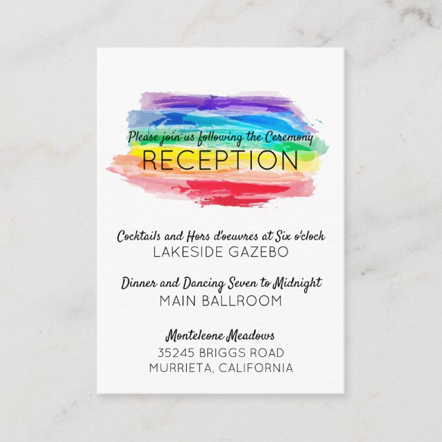 Rainbow Watercolor Hochzeitsempfehlung Begleitkarte (Vorderseite)