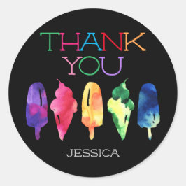 Rainbow Watercolor Ice Cream Popsily Vielen Dank Runder Aufkleber