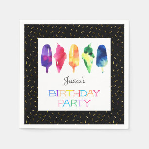 Rainbow Watercolor Ice Creme Ice Pop Moderne Serviette