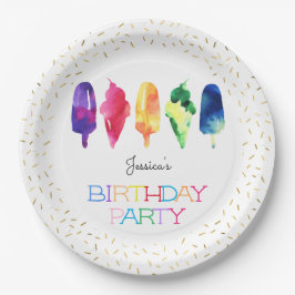 Rainbow Watercolor Ice Creme Ice Pops Stilvoll Gol Pappteller