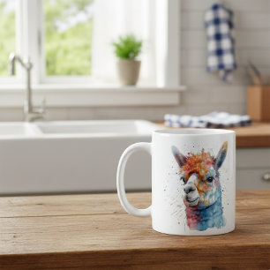 Rainbow Watercolor Llama Kaffeetasse