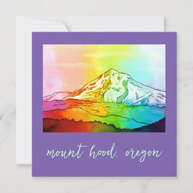 Rainbow Watercolor Mount Hood Card (Vorderseite)