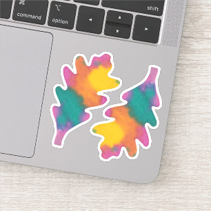 Rainbow Watercolor Oak Blätter Aufkleber