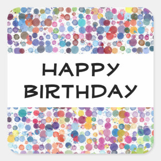 Rainbow Watercolor Paint Polka Dots Quadratischer Aufkleber