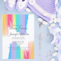 Rainbow Watercolor Paint Strokes Baby Dusche