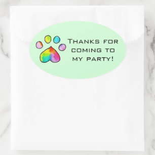 Rainbow Watercolor Paw Print Stickers