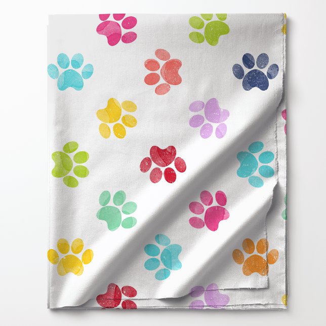 Rainbow Watercolor Paw Prints Muster Stoff (Von Creator hochgeladen)