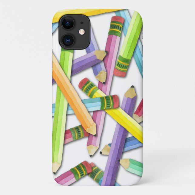 Rainbow Watercolor Pencils Teacher iPhone Case (Rückseite)