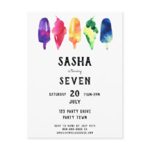 Rainbow Watercolor Popsicles Ice Creme Birthday
