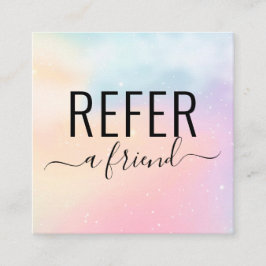 Rainbow Watercolor Refer a Friend Referral Card Quadratische Visitenkarte