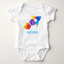 Rainbow Watercolor Rocket Weltraumkinder Baby Strampler