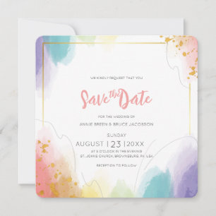 Rainbow Watercolor Save the Date-Karte Einladung