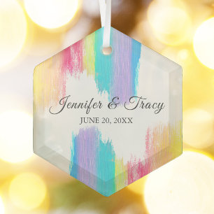 Rainbow Watercolor Schöne Hochzeit Ornament Aus Glas