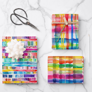 Rainbow Watercolor Streifen Geschenkpapier Set
