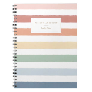 Rainbow Watercolor Stripes-Notebook Notizblock