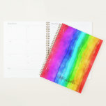 Rainbow Watercolor Strips Design Monogram Planner Planer<br><div class="desc">Rainbow Watercolor Stripes Design Monogram Planer Wählen Sie die Größe,  Abdeckung (hart oder weich) aus dem Menü "Optionen"</div>