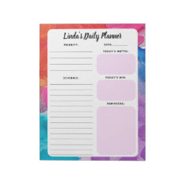 Rainbow Watercolor Tägliche Aufgabenliste Notepad Notizblock