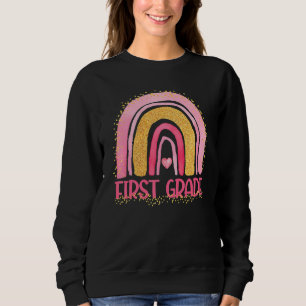 Rainbow Watercolor Teacher Kids Back T Sweatshirt