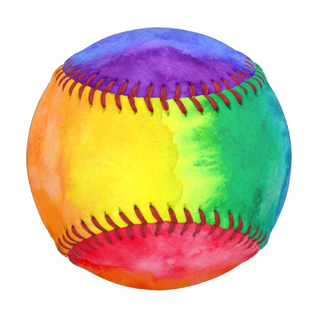 Rainbow Watercolor Wash Baseball (Vorderseite)