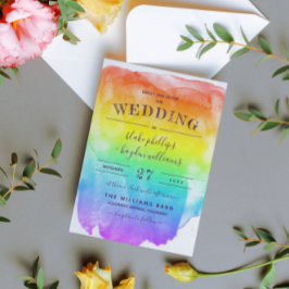 Rainbow Watercolor Wash Gay Wedding Einladung