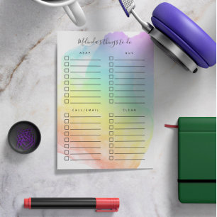 Rainbow Watercolor Wash Organisierte Dinge zu tun Post-it Klebezettel