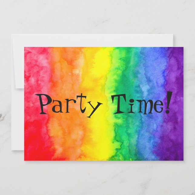 Rainbow Watercolor Wash Party Einladung (Rückseite)