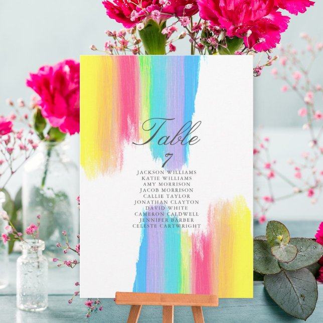 Rainbow Watercolor Wedding Elegante Table Card (Von Creator hochgeladen)