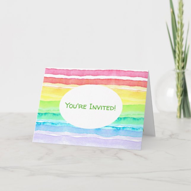 Rainbow Watercolor Wedding Karte (Vorderseite)