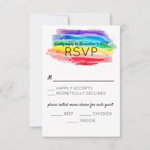 Rainbow Watercolor Wedding Repair Card RSVP Karte
