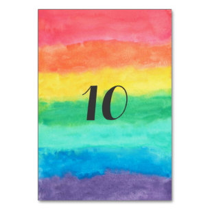Rainbow Watercolor Wedding Tischnummer