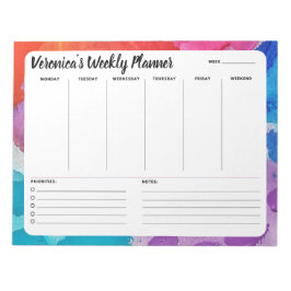 Rainbow Watercolor Weekly To Do List Notepad Notizblock