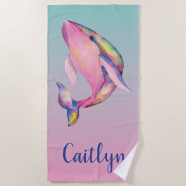 Rainbow Watercolor Whale Strandtuch
