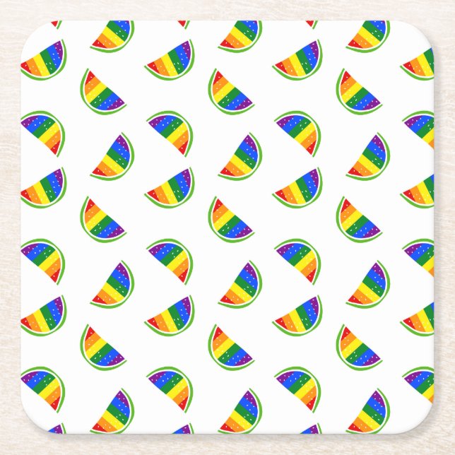 Rainbow Watermelon Rechteckiger Pappuntersetzer (Vorderseite)