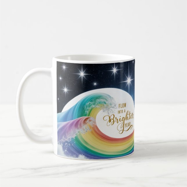 Rainbow Wave Brighter Year Inspirational Classic  Kaffeetasse (Links)