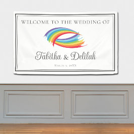 Rainbow Waves Beautiful Custom LGBT Wedding Banner