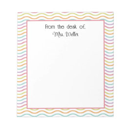 Rainbow Wavy Lined Personalisiert Vom Schreibtisch Notizblock
